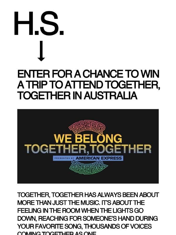 We Belong Together, Together in Australia email from Harry Styles