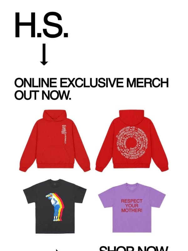 New Exclusive Merch Items Available Now. email from Harry Styles