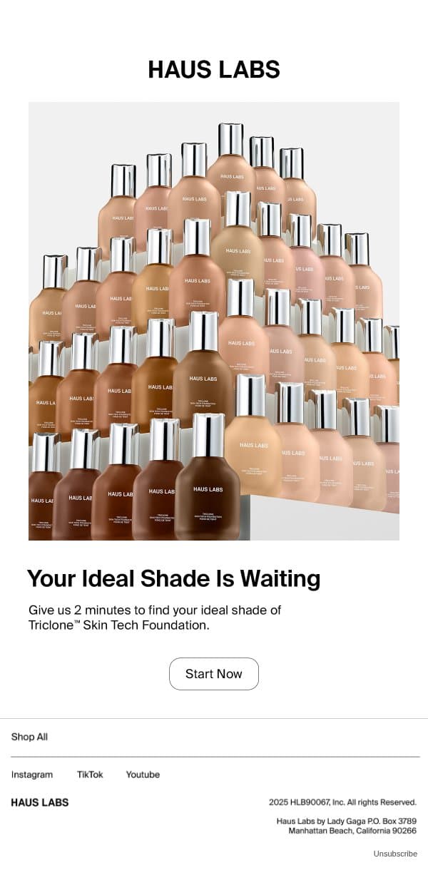 Your Ideal Shade Is Waiting email from Haus Labs screenshot