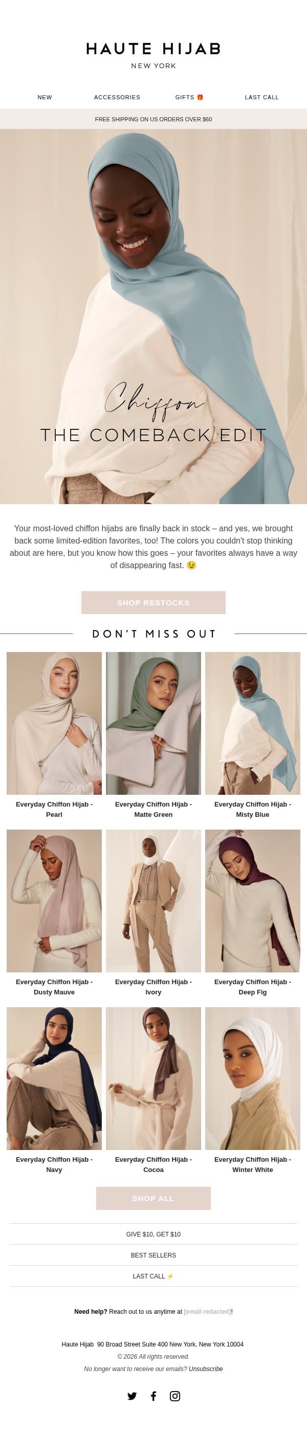 You asked. We restocked. π email from Haute Hijab screenshot
