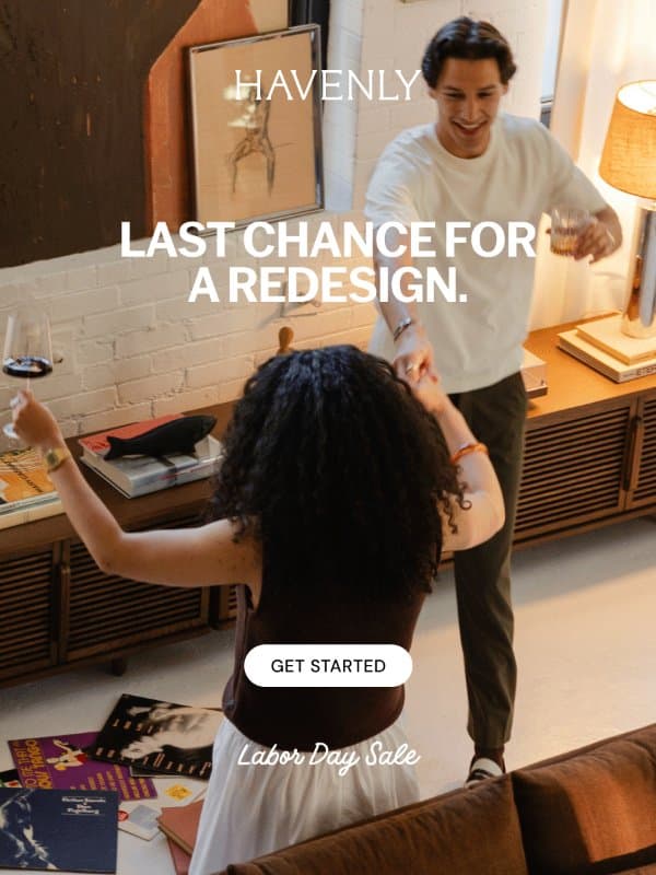 Final hours: 50% off design ends today email from Havenly