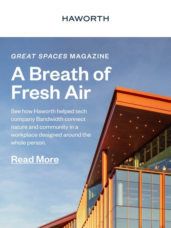 A Breath of Fresh Air at Work email from Haworth