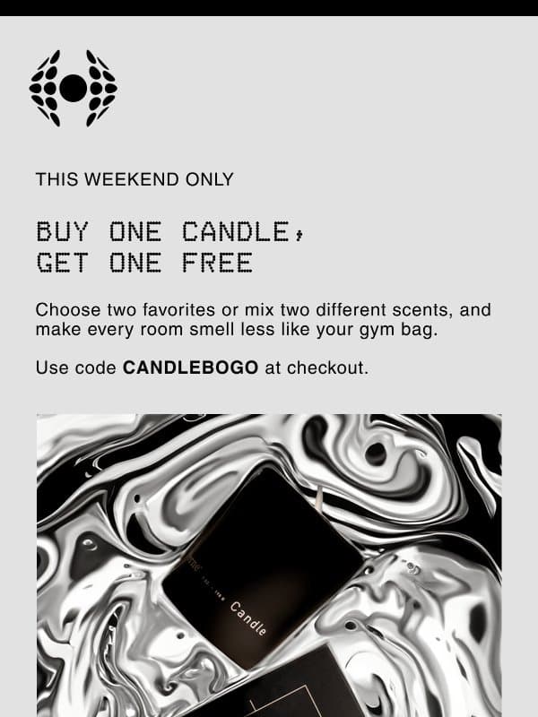 Buy one, get one free on candles email from Hawthorne