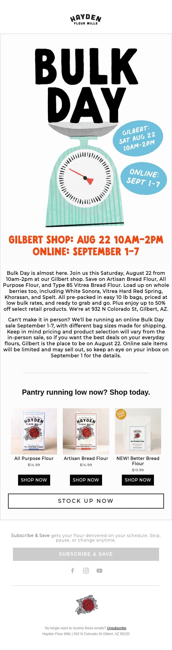 Save big, two ways email from Hayden Flour Mills screenshot