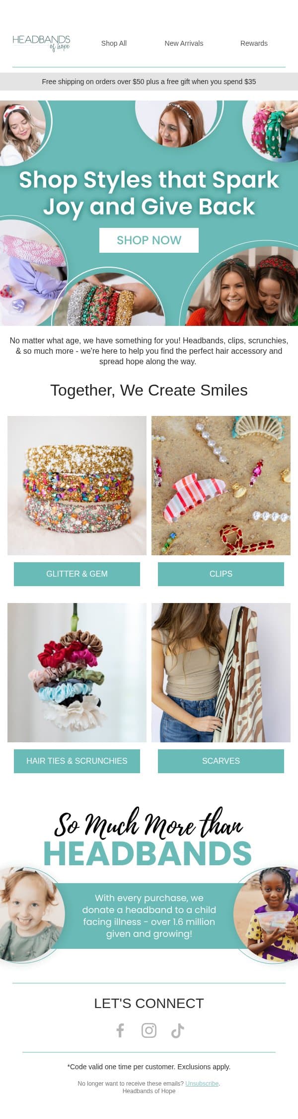 Transform your look, transform a life! 💖 email from Headbands of Hope screenshot