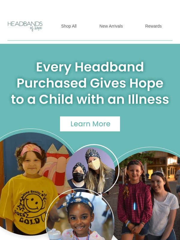 Your purchase makes a difference email from Headbands of Hope