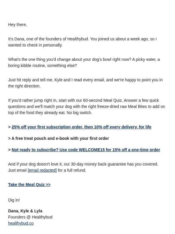 Can I ask you something? email from Healthybud