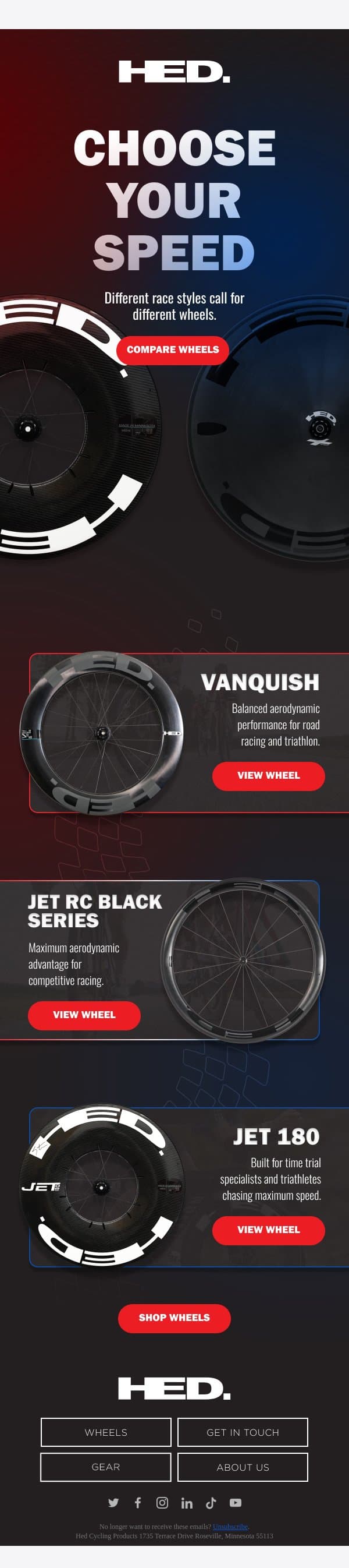 Choosing Your Fastest Setup email from HED Cycling screenshot