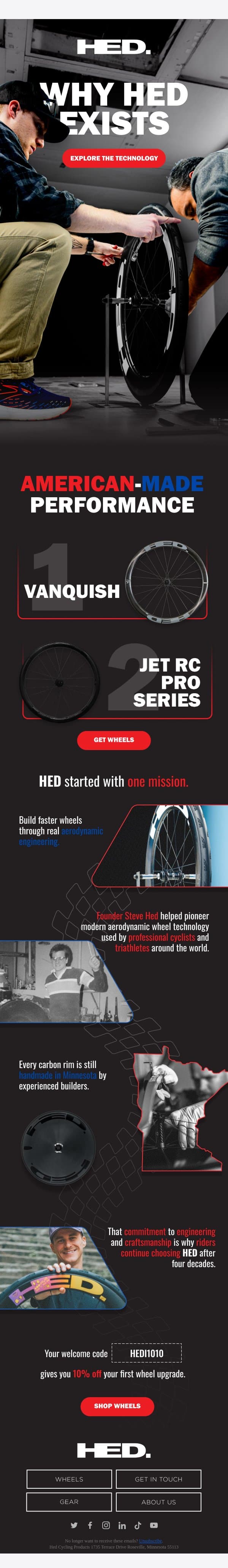 The Story Behind HED Speed email from HED Cycling screenshot