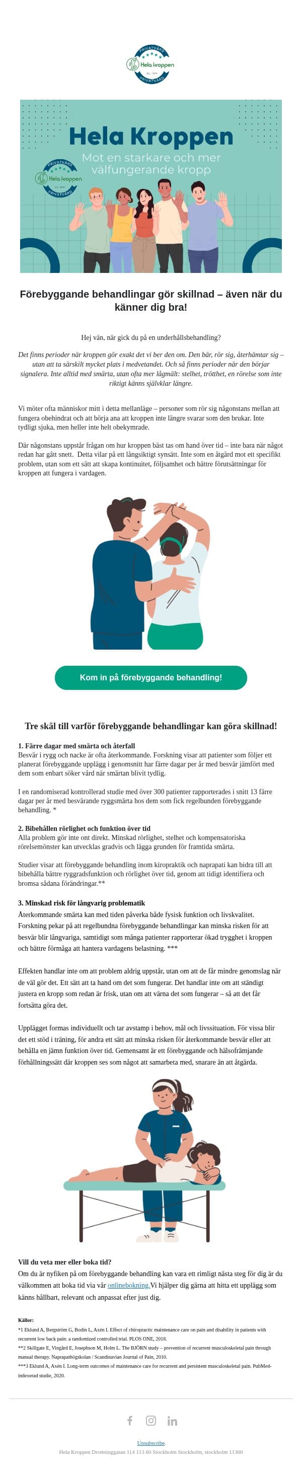 Hur mår din kropp idag? email from Hela Kroppen screenshot