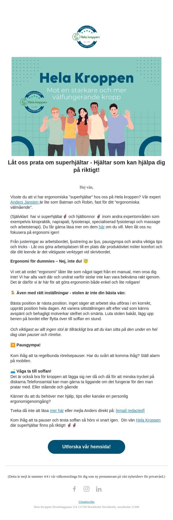 Superhjältar finns på riktigt! 🦸🏼♀️🦸🏾♂️ email from Hela Kroppen screenshot