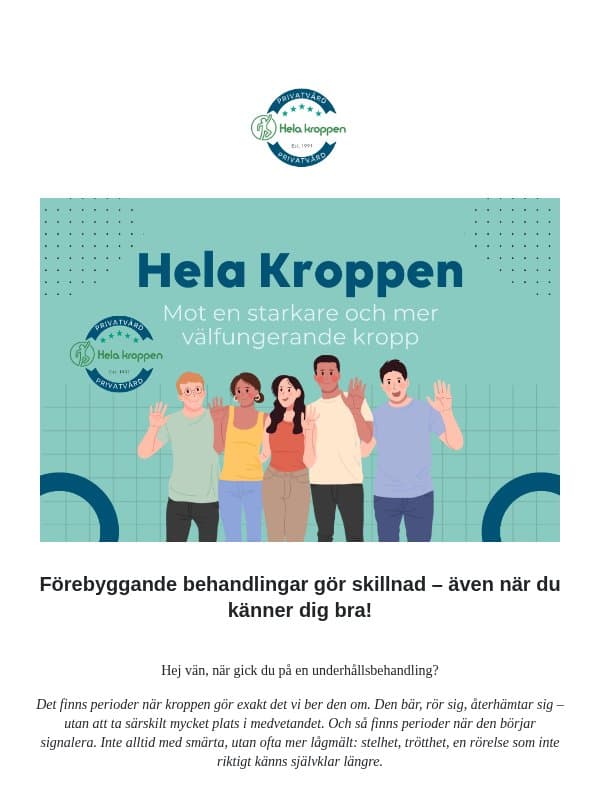 Hur mår din kropp idag? email from Hela Kroppen