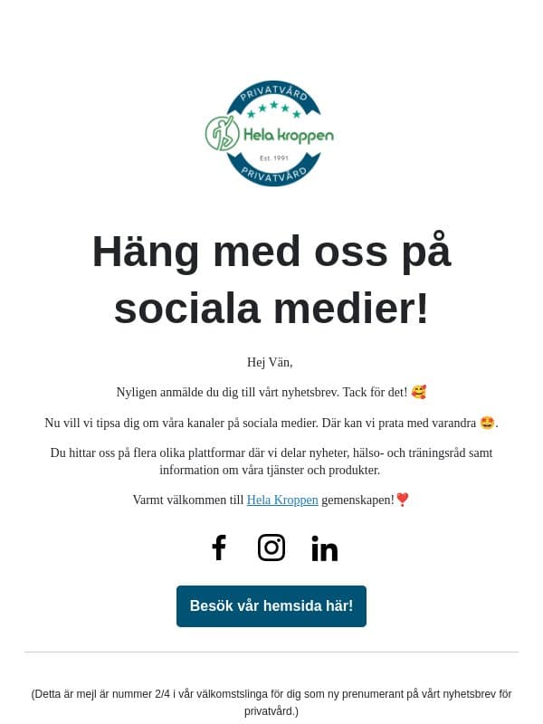 Följ oss på sociala medier!📱 email from Hela Kroppen