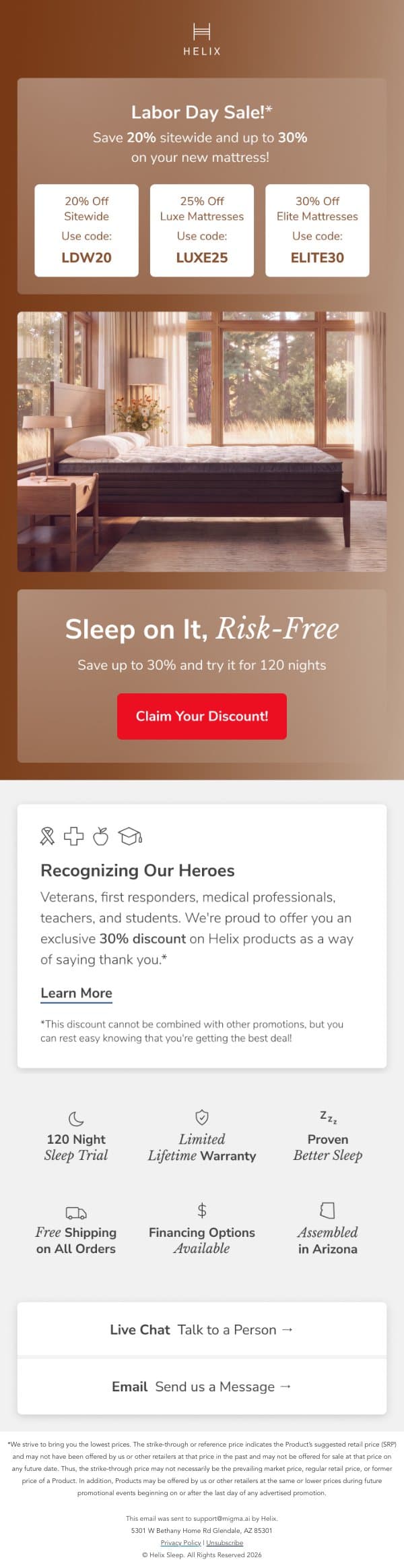 Why pay full price? email from Helix Sleep screenshot