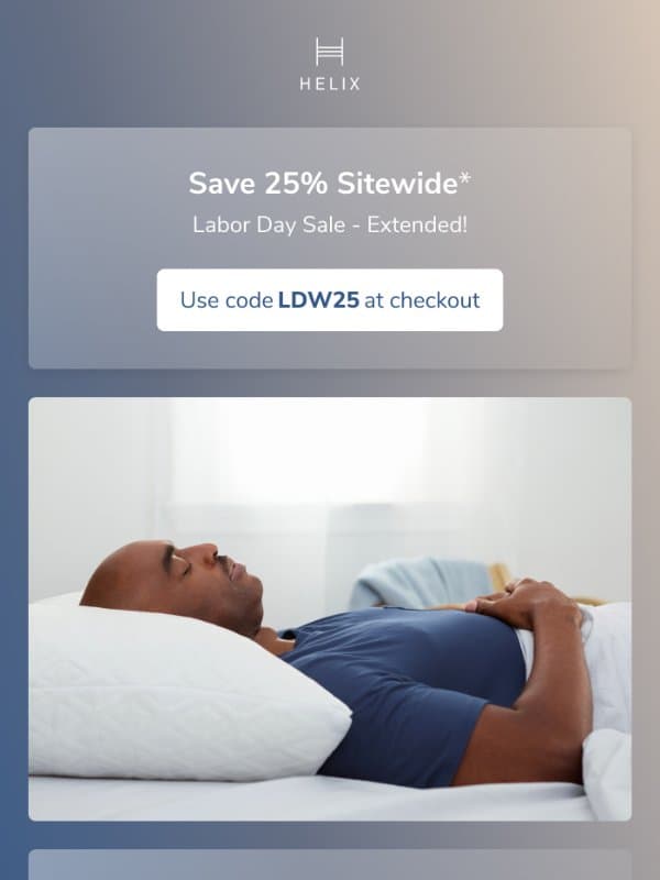 A second chance at savings email from Helix Sleep