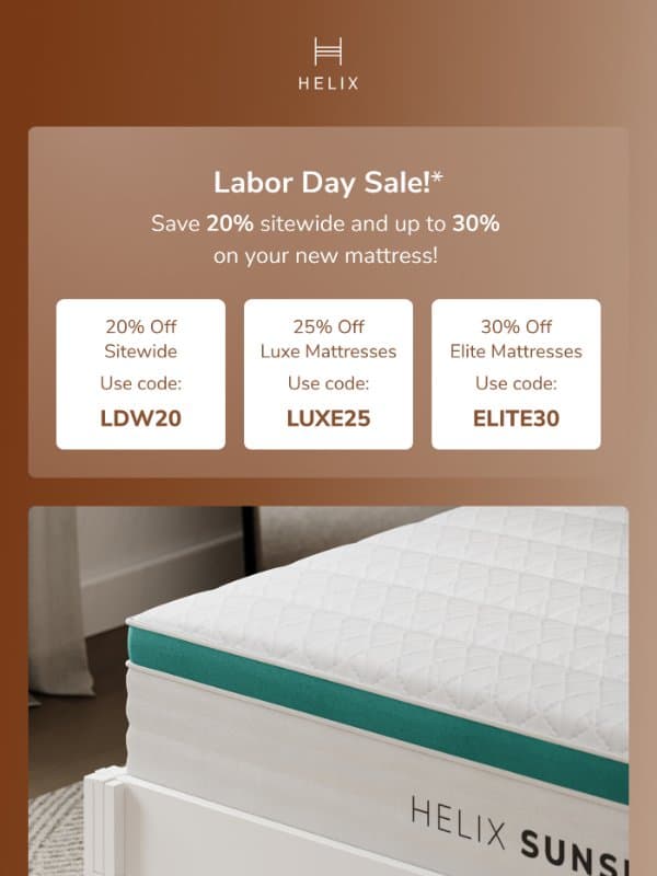 Your Labor Day deal awaits email from Helix Sleep
