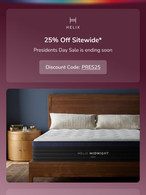 Sale ends at midnight email from Helix Sleep