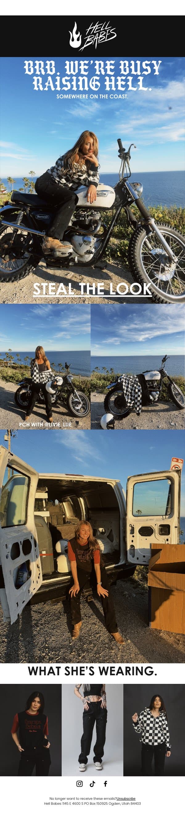 Gone riding. Don’t wait up 🖤 email from Hell Babes screenshot