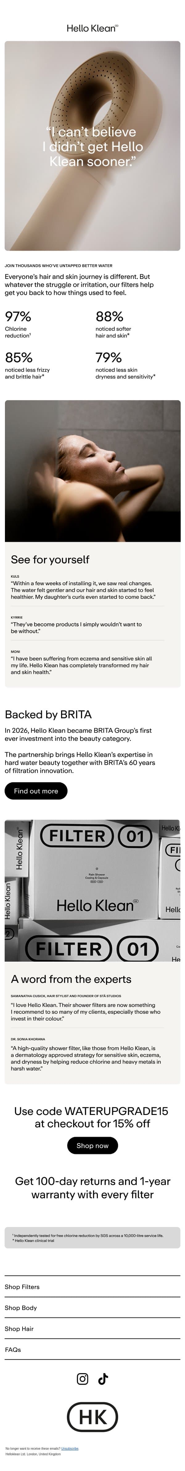 Healthier hair and skin is here email from Hello Klean screenshot