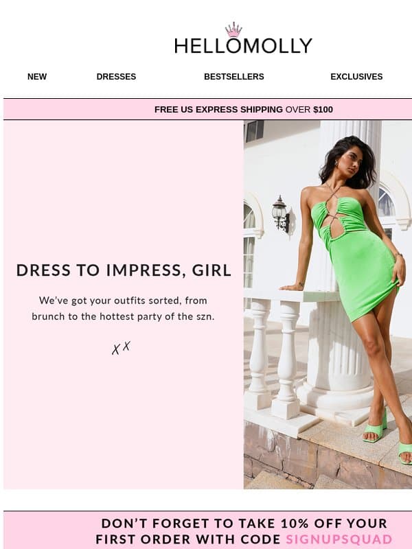 Babe, still looking for an outfit? Take 10% off your new look! email from Hello Molly