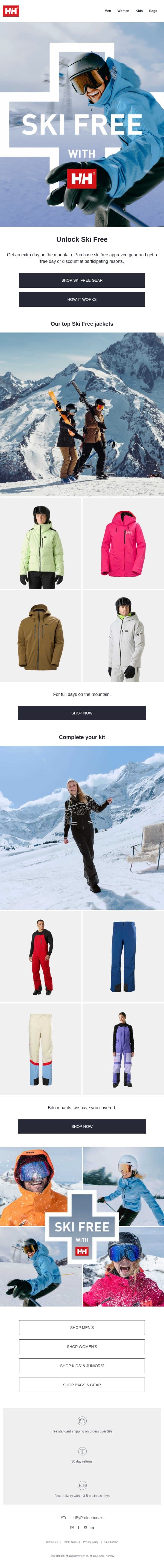 Buy the gear. Get the pass. email from Helly Hansen screenshot