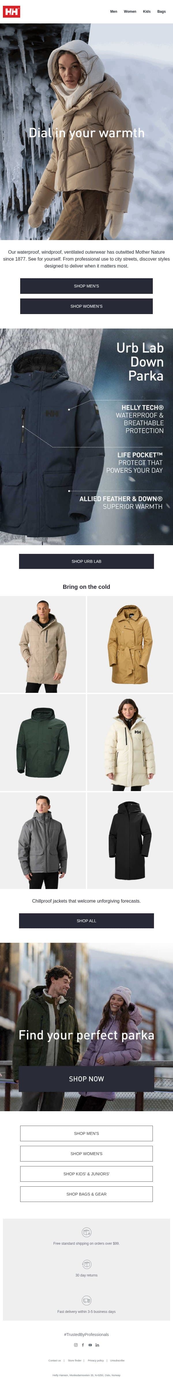 It's toasty in here email from Helly Hansen screenshot
