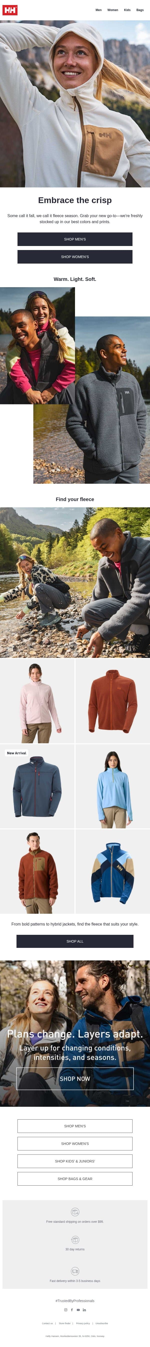 The colder, the better. email from Helly Hansen screenshot