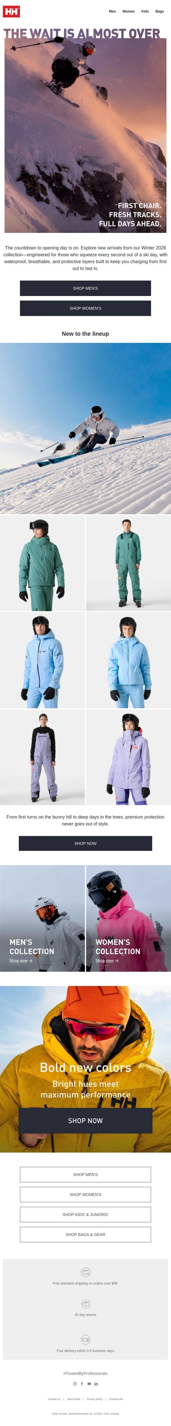 Ready for that first chair? email from Helly Hansen screenshot