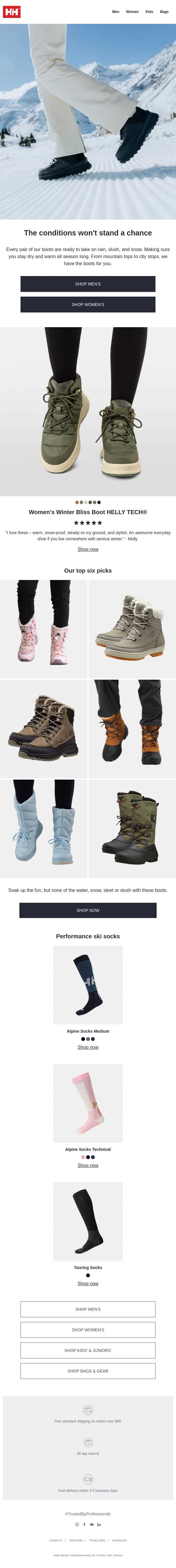 Dry feet all fall and winter? Yes, please! email from Helly Hansen screenshot