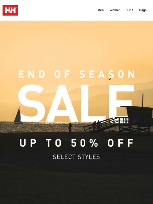 Still time: up to 50% off email from Helly Hansen