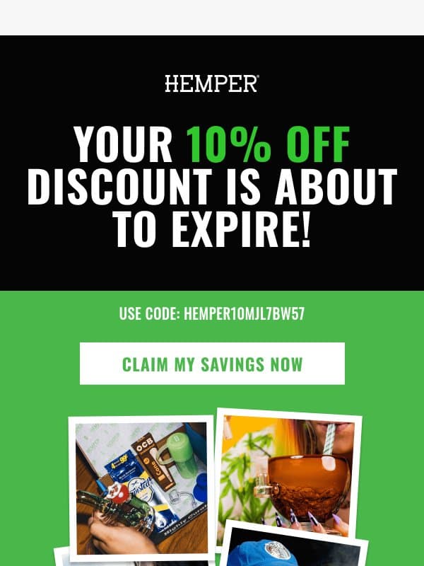 🔔Don’t Miss Out: Your 10% New Customer Discount Ends Soon🔔 email from Hemperco