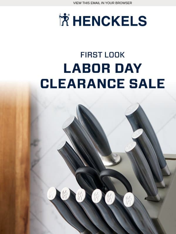 Early Access to Clearance Sale is NOW 🎉 email from Henckels