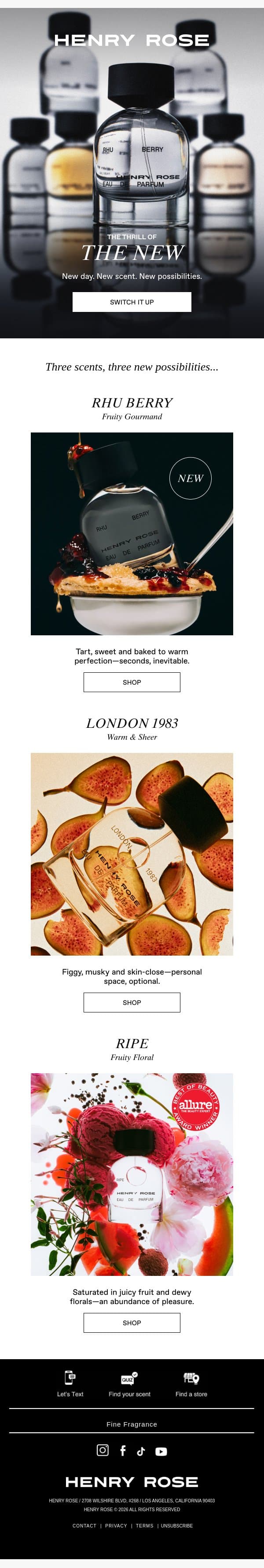 New scent energy… email from Henry Rose screenshot
