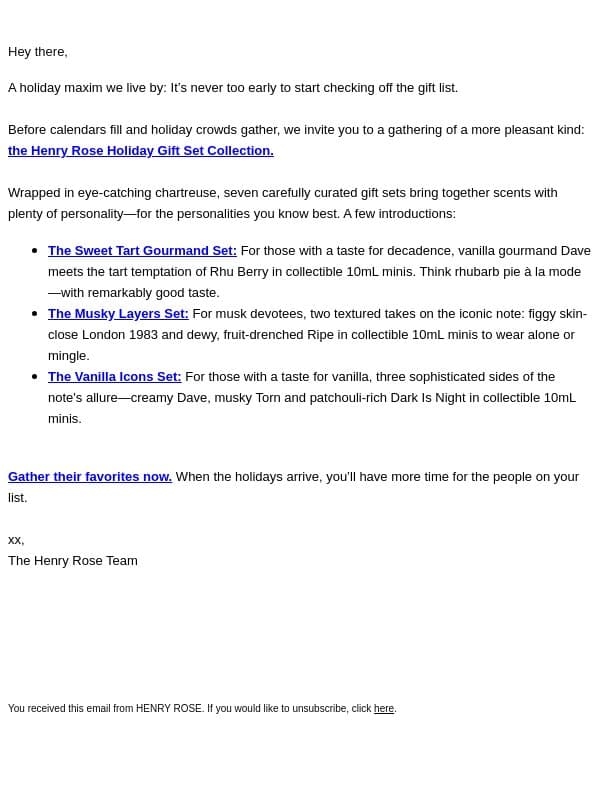 A holiday invite worth opening… email from Henry Rose