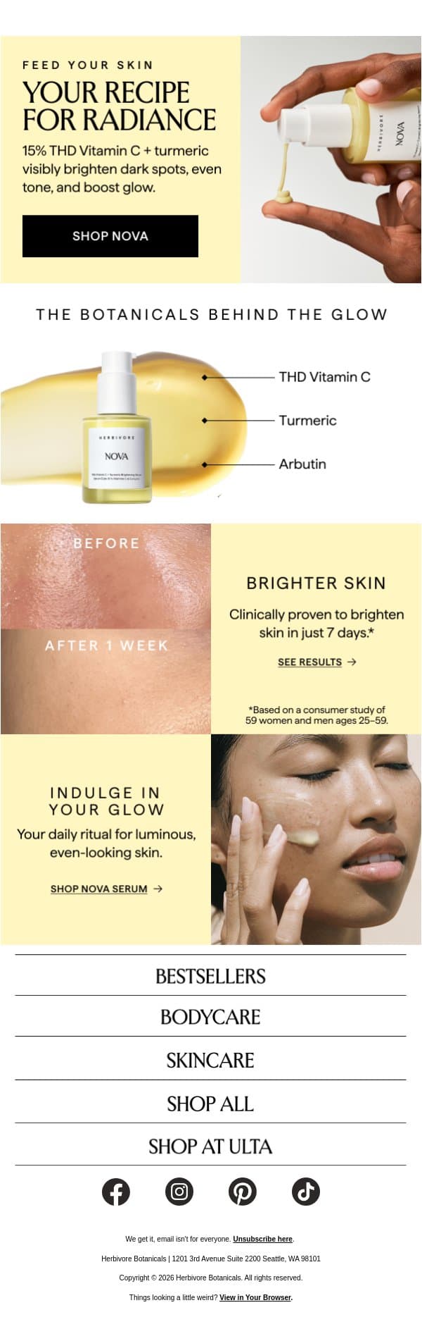 Feed Your Skin: Meet NOVA email from Herbivore Botanicals screenshot