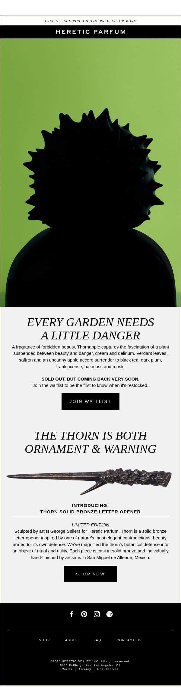 DANGEROUS BEAUTY email from Heretic screenshot