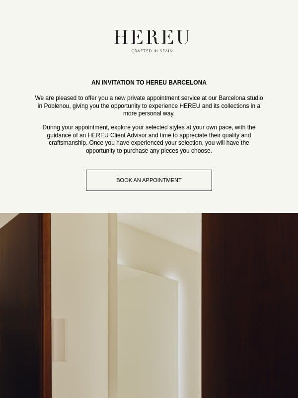 An Invitation to HEREU Barcelona email from Hereu