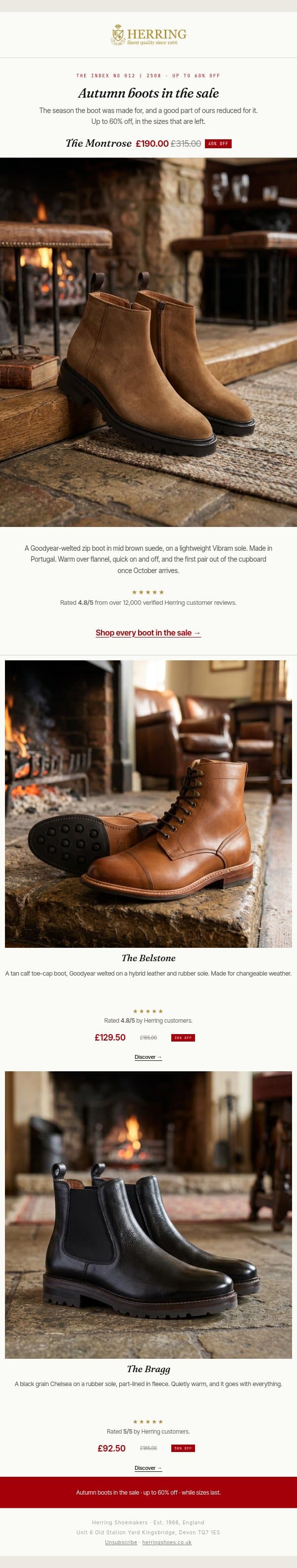 Boots for the season they were made for email from Herring Shoes screenshot