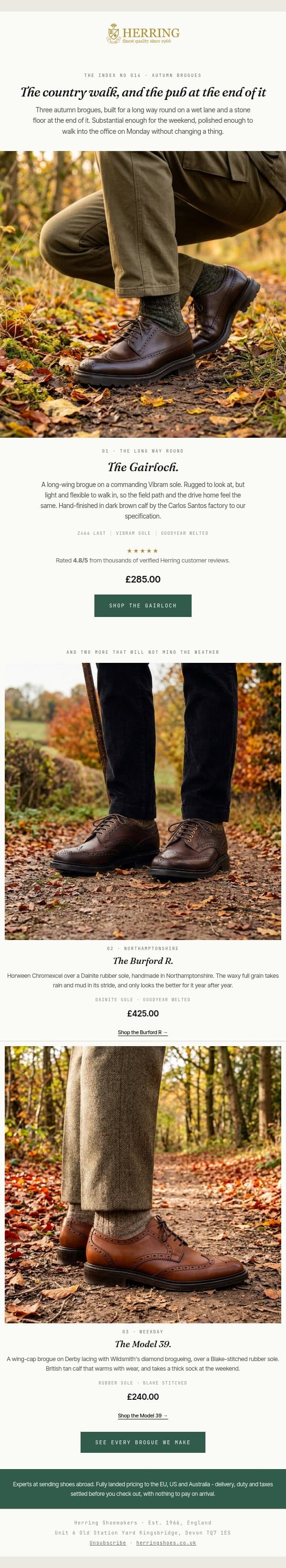Autumn brogues email from Herring Shoes screenshot