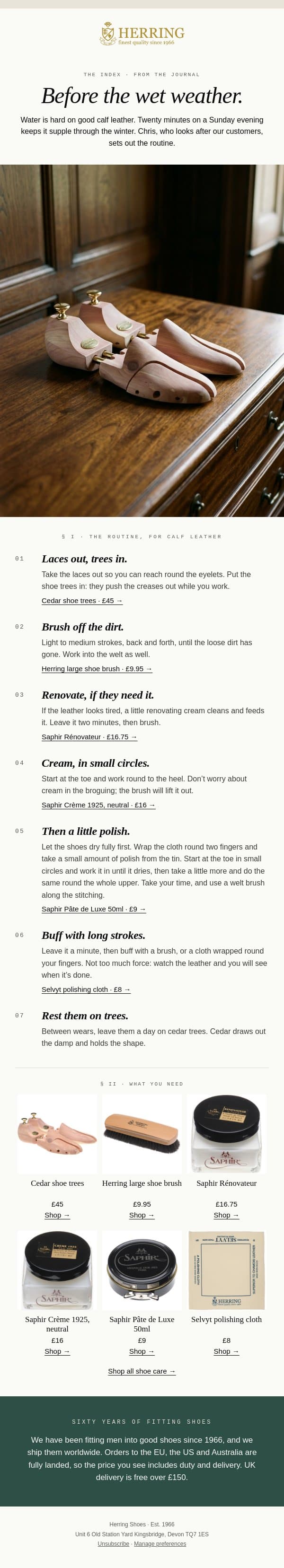Before the wet weather email from Herring Shoes screenshot
