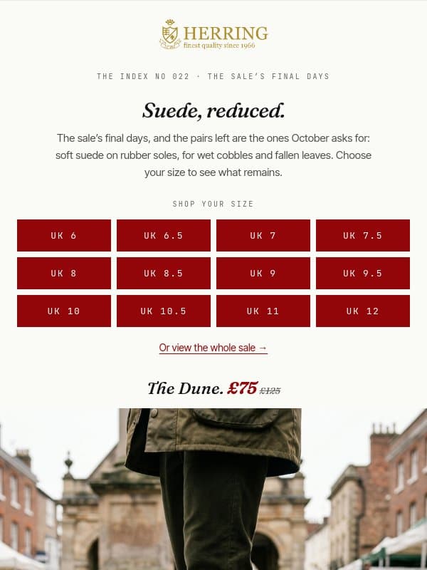 Suede, reduced email from Herring Shoes