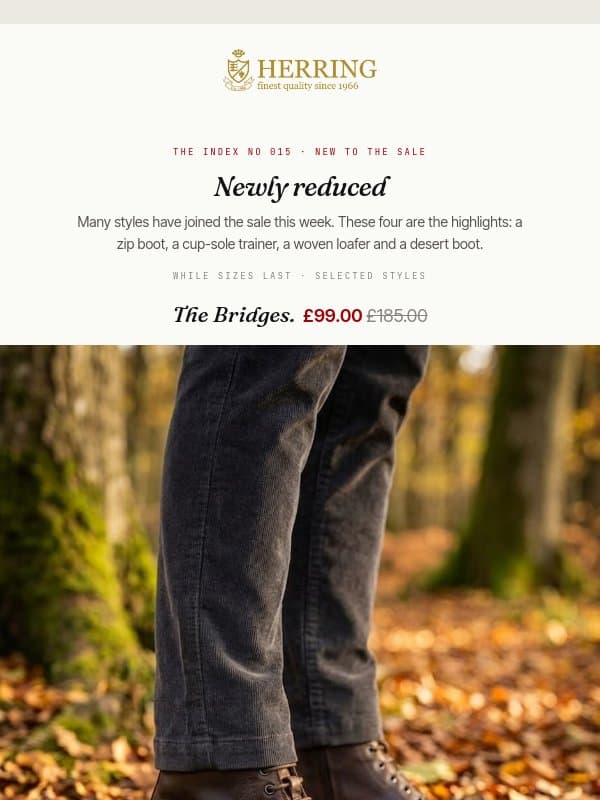 Newly added sale lines email from Herring Shoes