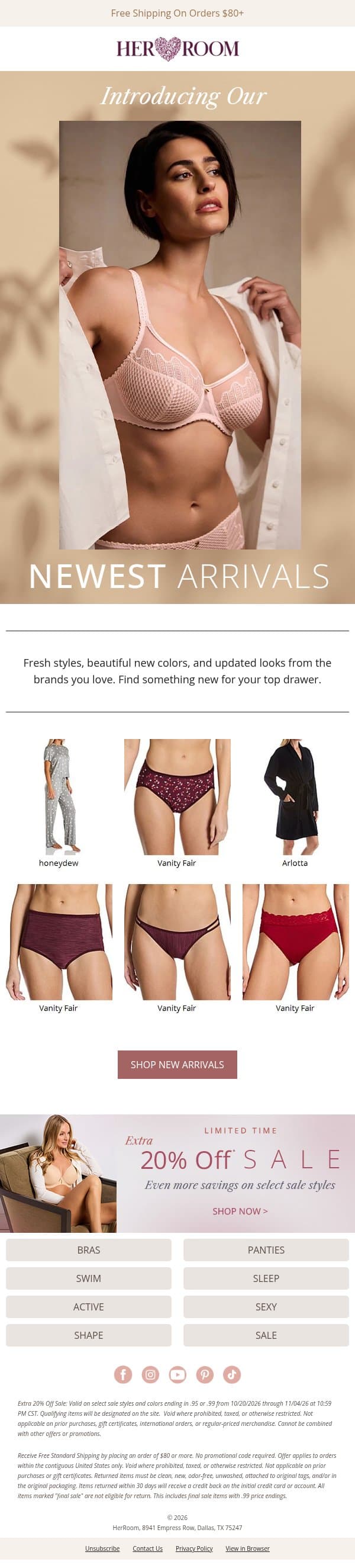 Just In: Have You Seen What's New? email from HerRoom screenshot