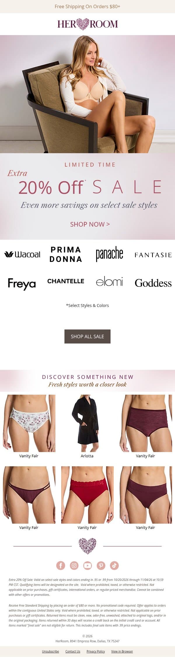 Extra 20% Off Sale! π Take Another Look email from HerRoom screenshot