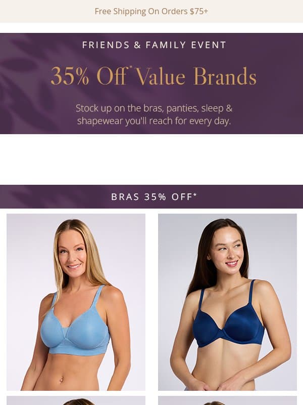 More for Less: Value Brands Are 35% Off email from HerRoom