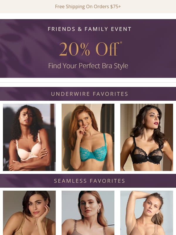 20% Off Bras: Find Your Perfect Style email from HerRoom