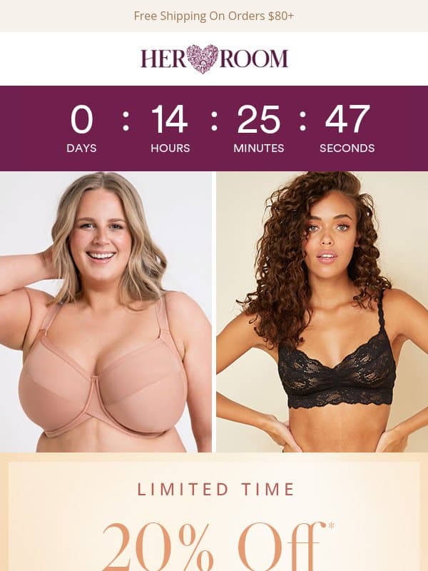 20% Off Select Brands: The Final Countdown ⏰ email from HerRoom