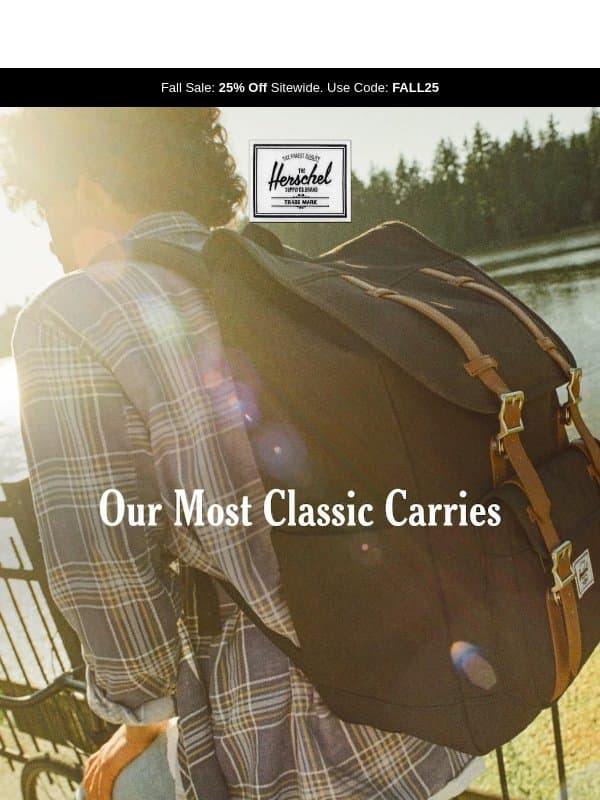 Backpacks Built For You email from Herschel Supply