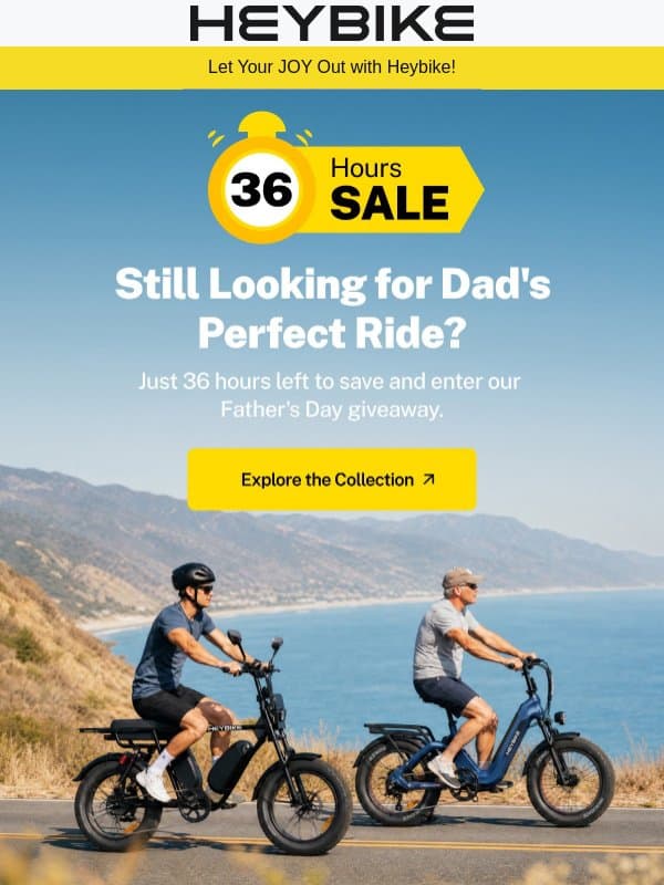 36 Hours Left: Dad Could Still Ride Free email from Heybike