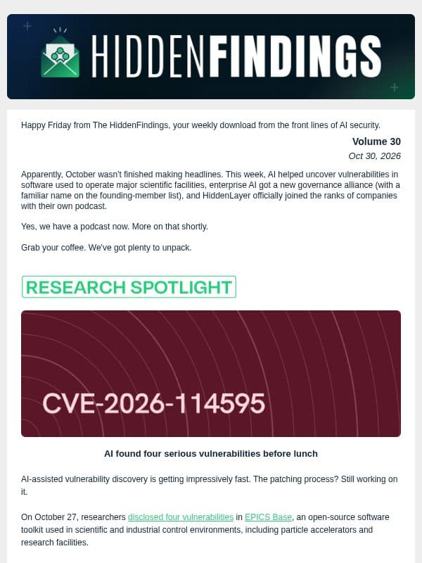 HiddenFindings | Volume 30 email from Hidden Layer